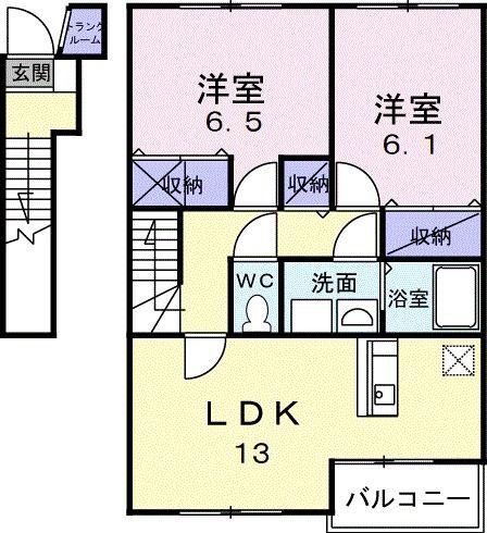 ア・ラ・モード I(2LDK/2階)の間取り写真