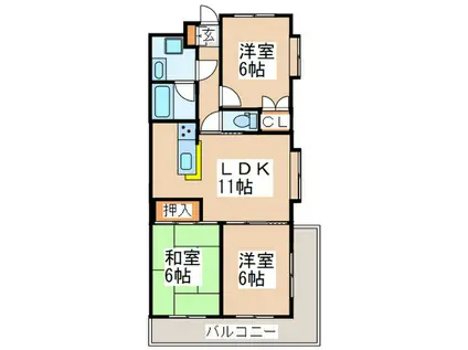 グリーンヒル藤が丘G(3LDK/3階)の間取り写真