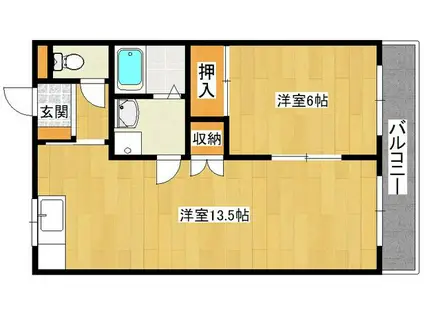 シャトー芥川(1LDK/3階)の間取り写真