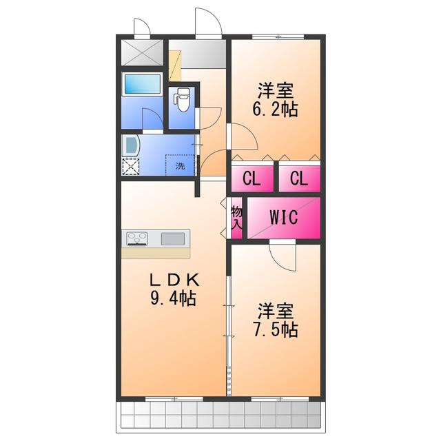 ベルナードサーモス(2LDK/3階)の間取り写真