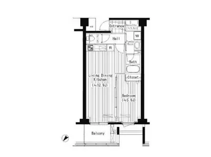 PRIMEURBAN東中野COURT 旧ACOLT新宿落合(1LDK/5階)の間取り写真