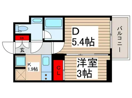 ザ・パークハビオ北千住(1DK/13階)の間取り写真