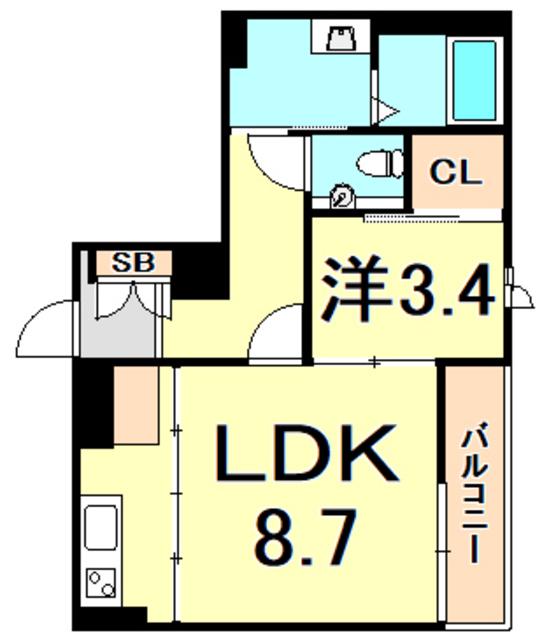 シャーメゾン甲子園口1丁目レジデンスウエスト(1LDK/3階)の間取り写真