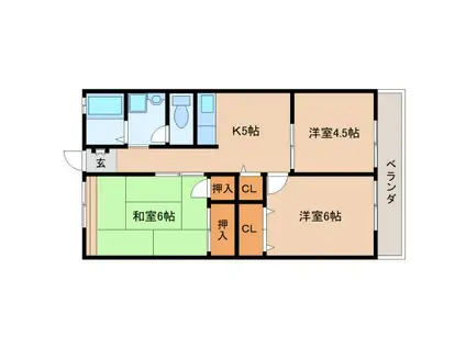 マリナ・シティ・ハイツ(3K/1階)の間取り写真