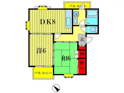 メゾンGP(2DK/3階)の間取り写真