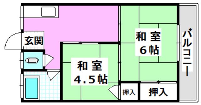 第2吉田文化(2K/2階)の間取り写真