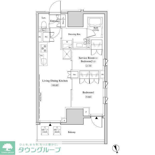 ザ・パークハビオ北千住(2LDK/12階)の間取り写真