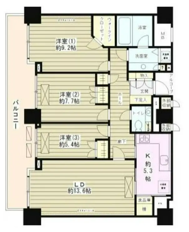 西新宿パークサイドタワー 14階階 間取り