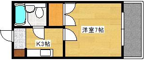 グリーンハイツ観音(1K/1階)の間取り写真