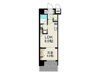 サンロージュ大分駅前(1LDK/9階)の間取り写真