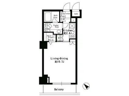 パークルージュ赤坂檜町(ワンルーム/6階)の間取り写真