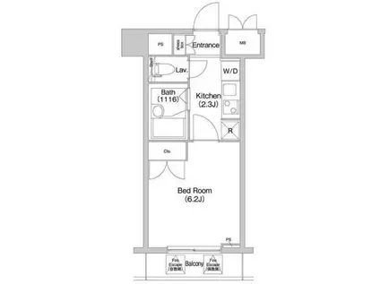 コンフォリア芝浦キャナル(1K/6階)の間取り写真