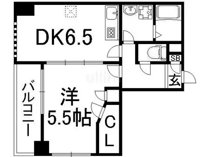 GLANZ七条通(1DK/3階)の間取り写真