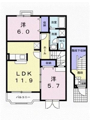 グリーンフィール2001(2LDK/2階)の間取り写真