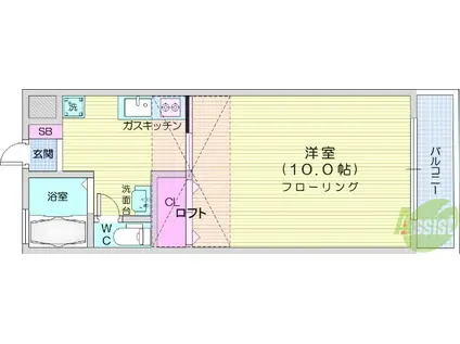 レオノール(1K/2階)の間取り写真