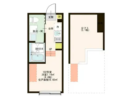 ハーモニーテラス足立XVII(ワンルーム/1階)の間取り写真