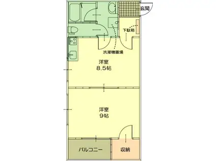 KDハイツIII(1DK/1階)の間取り写真