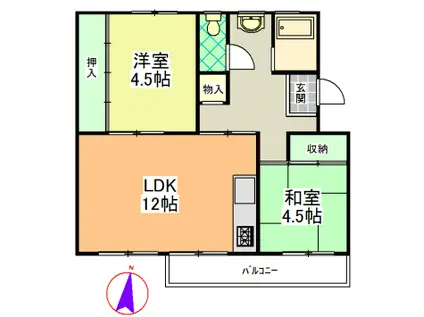 麻生台団地17号棟(2LDK/4階)の間取り写真