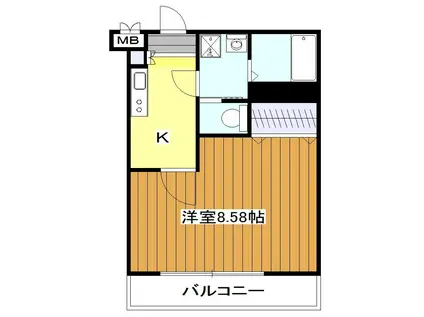 アムールII EST(1K/2階)の間取り写真