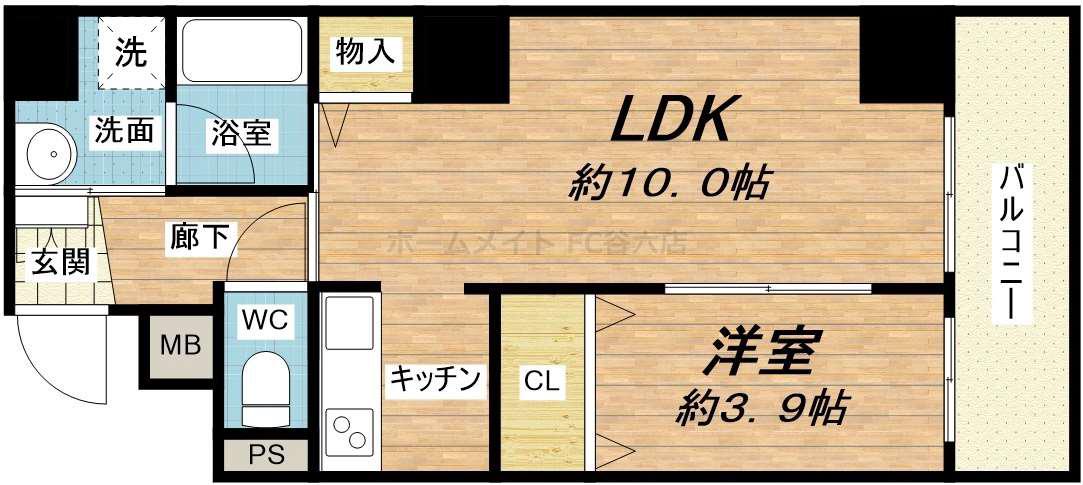 アーベル更紗北堀江(1LDK/8階)の間取り写真
