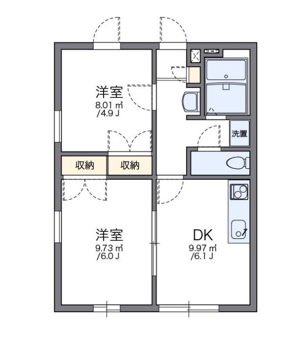 レオパレスKOBATA(2DK/2階)の間取り写真
