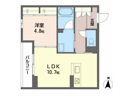 グリシーヌオール中町(1LDK/3階)の間取り写真