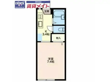 フローネツカサ(1K/1階)の間取り写真