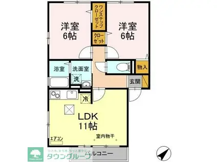 エクセルパークB棟(2LDK/1階)の間取り写真