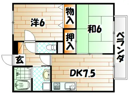 崇城ハイツ(2LDK/2階)の間取り写真