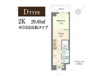 ALIVIS浦安(2K/3階)の間取り写真