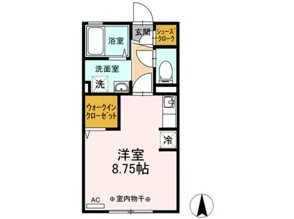 カエツリアルフィールドD-ROOM A(ワンルーム/2階)の間取り写真