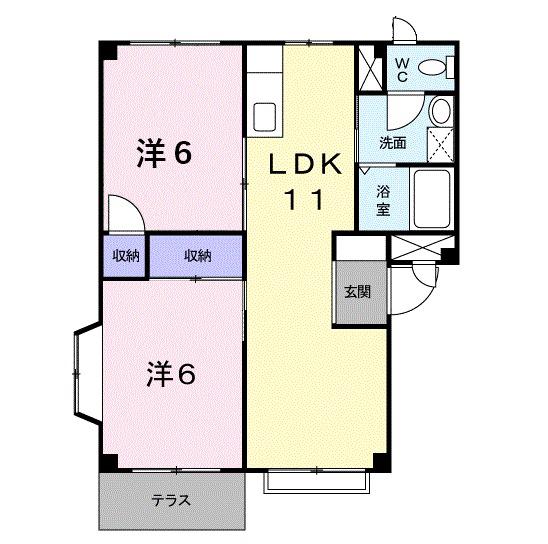 パロス壱番館(2LDK/1階)の間取り写真
