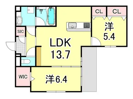 グラン アルベロ(2LDK/1階)の間取り写真
