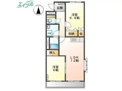 ティーワイケイ(2LDK/3階)の間取り写真