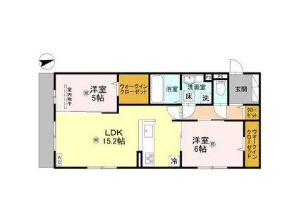 ラ ヴィータ鳳(2LDK/1階)の間取り写真