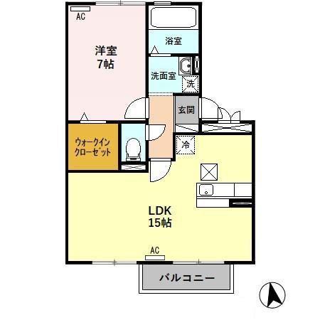 セレッソKTA(1LDK/1階)の間取り写真