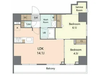 ALIVIS東京尾久(2SLDK/12階)の間取り写真