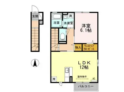 エクセル V(1LDK/2階)の間取り写真