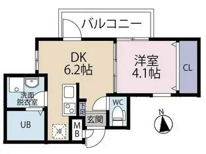 LIBERTY長町南(1DK/3階)の間取り写真
