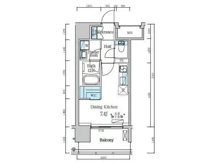デュオフラッツ仙台木町通リネア(ワンルーム/11階)の間取り写真