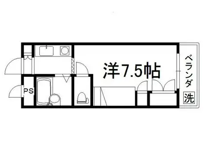 セレーネ田辺III-A(1K/4階)の間取り写真