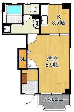 リブェール嵐山(1K/1階)の間取り写真
