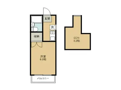 ヘリオスパート1(1K/2階)の間取り写真