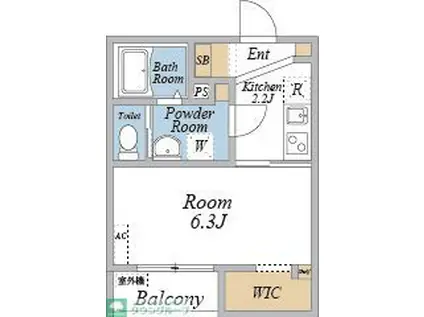 カサデルソルVI(1K/3階)の間取り写真