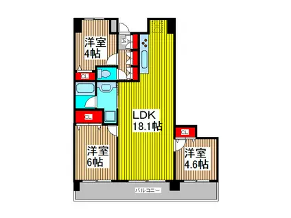 スターフィールド浦和常盤(3LDK/12階)の間取り写真