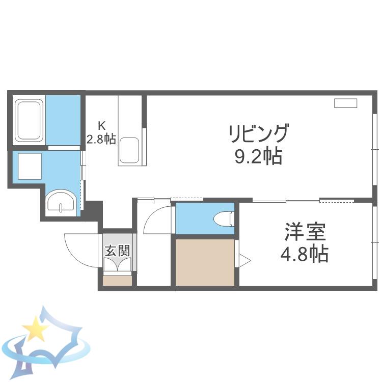 グランメール中島パーク(1LDK/4階)の間取り写真