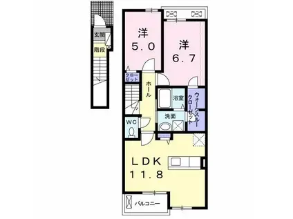 フェア・レジデンスI(2LDK/2階)の間取り写真