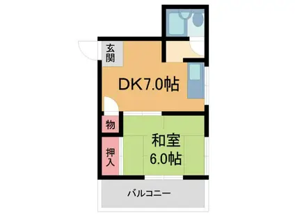 シャルム風見鶏(1DK/1階)の間取り写真