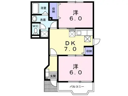 エクセレントメゾンB(2DK/1階)の間取り写真
