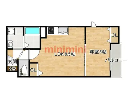 クレアール茨木(1LDK/3階)の間取り写真